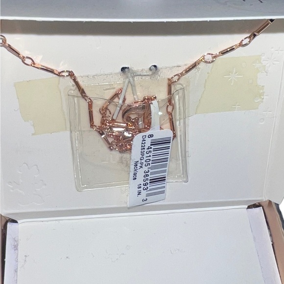 DISNEY Rose Gold Minnie Mouse Pink Enamel Crystal Pendant Necklace - Picture 7 of 8